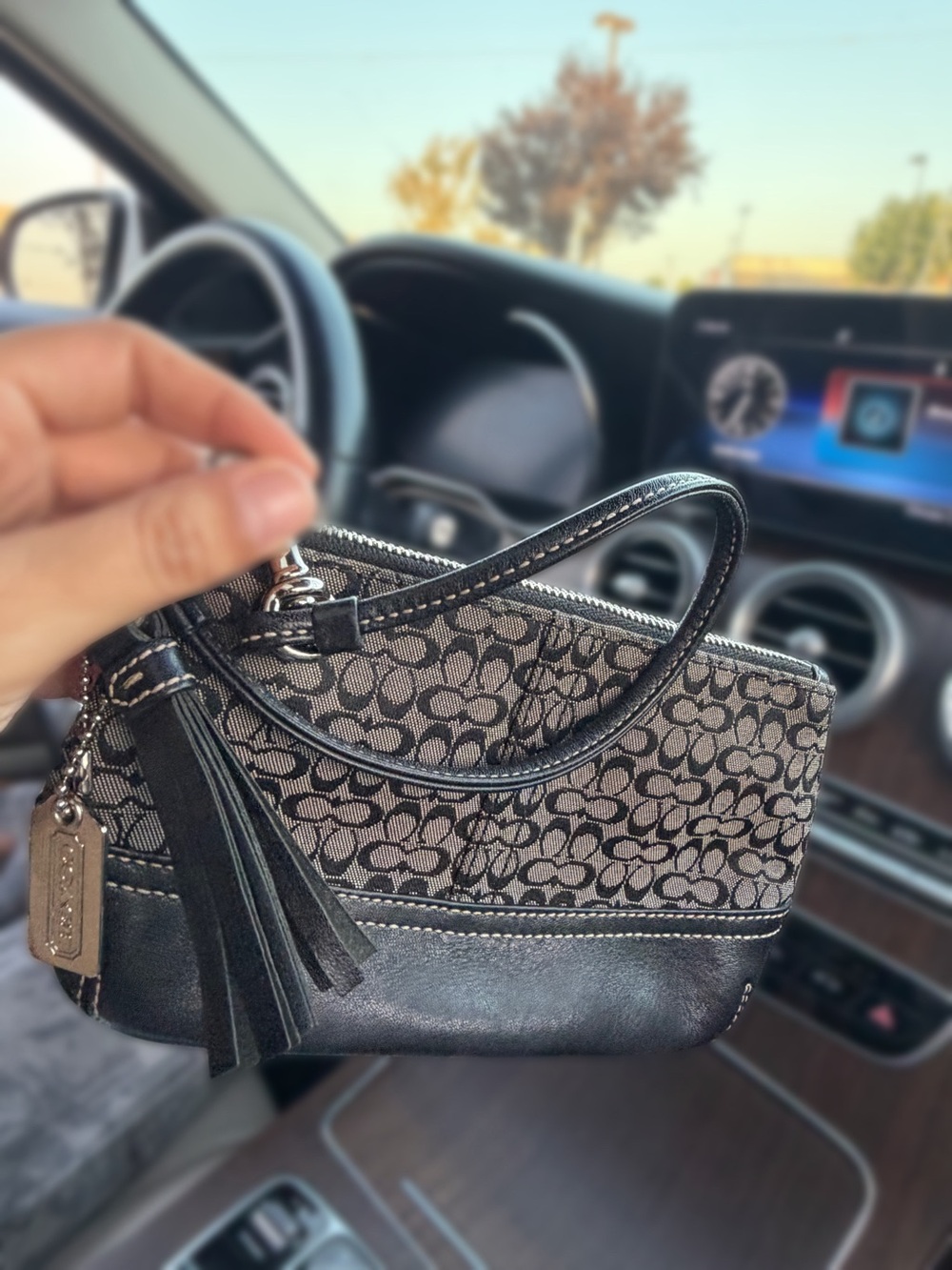 Vintage Y2K Kissing C’s monogram COACH Wristlet with Metallic Tag n Tassel